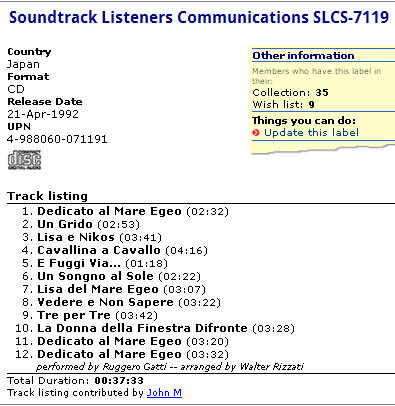 Soundtrack Listeners Communications SLCS-7119