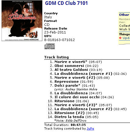 GDM CD Club 7101